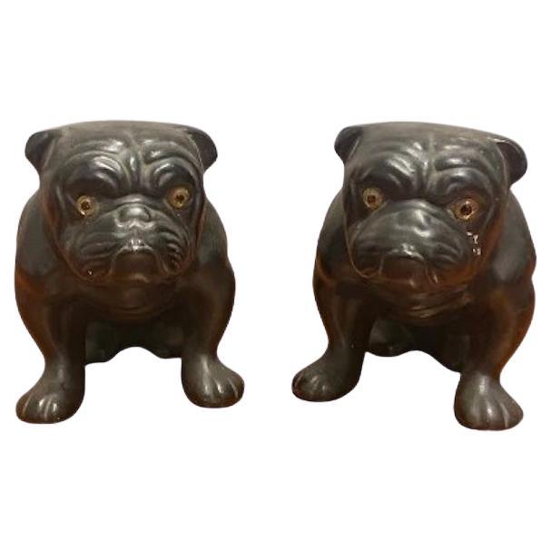 Figure di bulldog inglese in ceramica vintage degli anni '20 da collezione in vendita