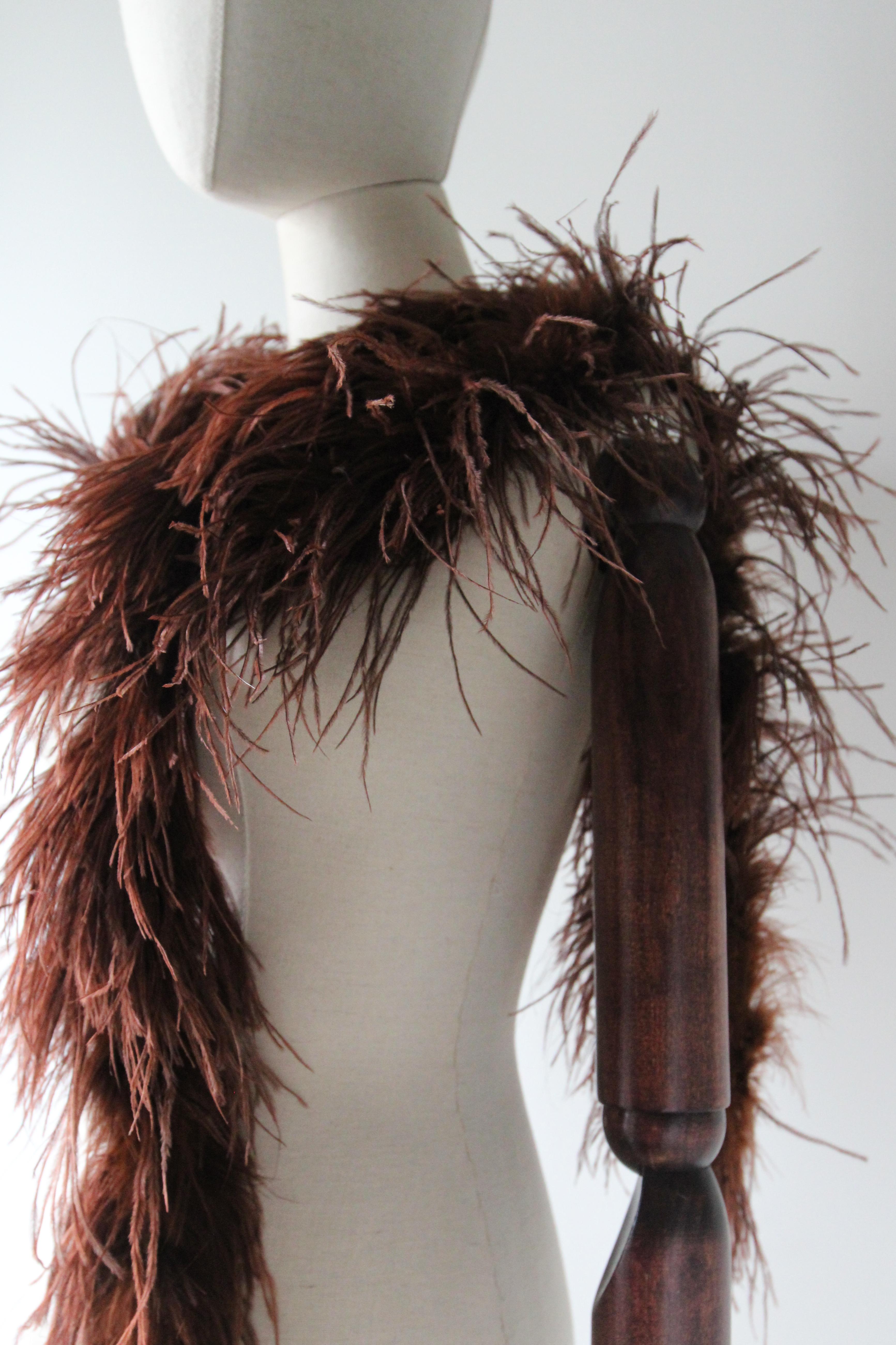 Vintage 1920's Chestnut Brown Ostrich Feather Boa 1920's flapper feather boa For Sale 1