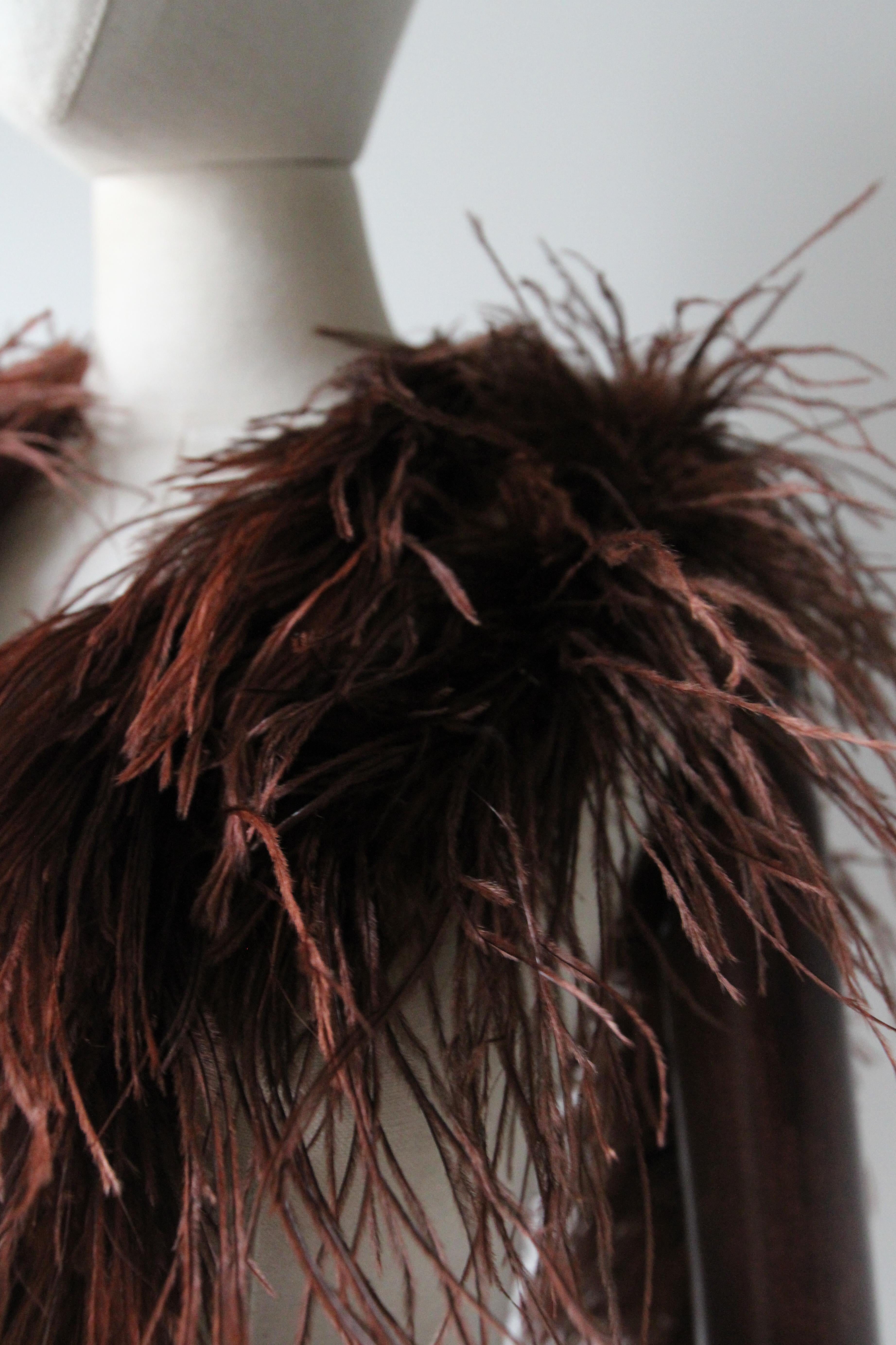 Vintage 1920's Chestnut Brown Ostrich Feather Boa 1920's flapper feather boa For Sale 2