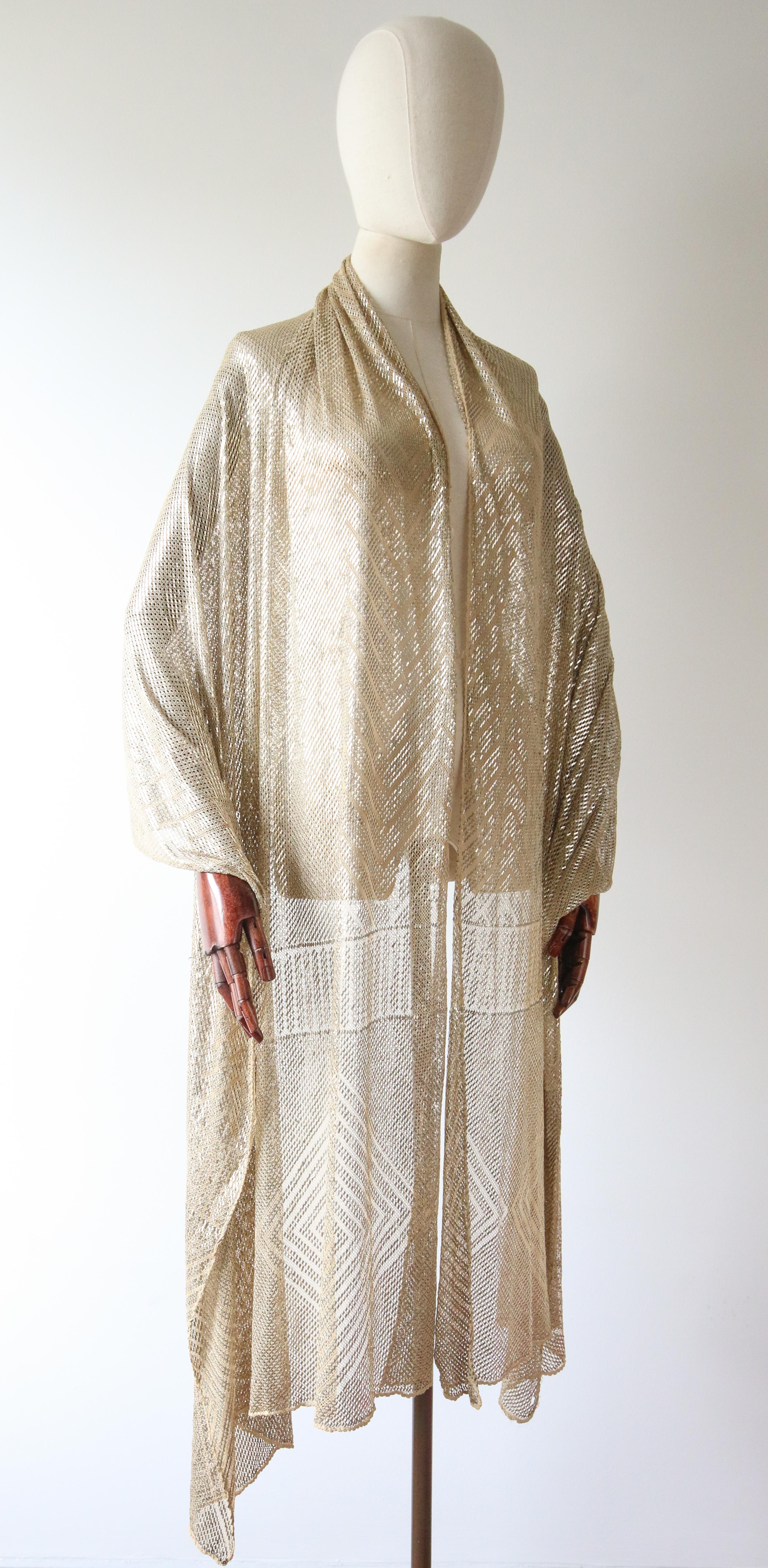 Women's or Men's Vintage 1920's cream assuit shawl vintage 1920's cream metal work shawl