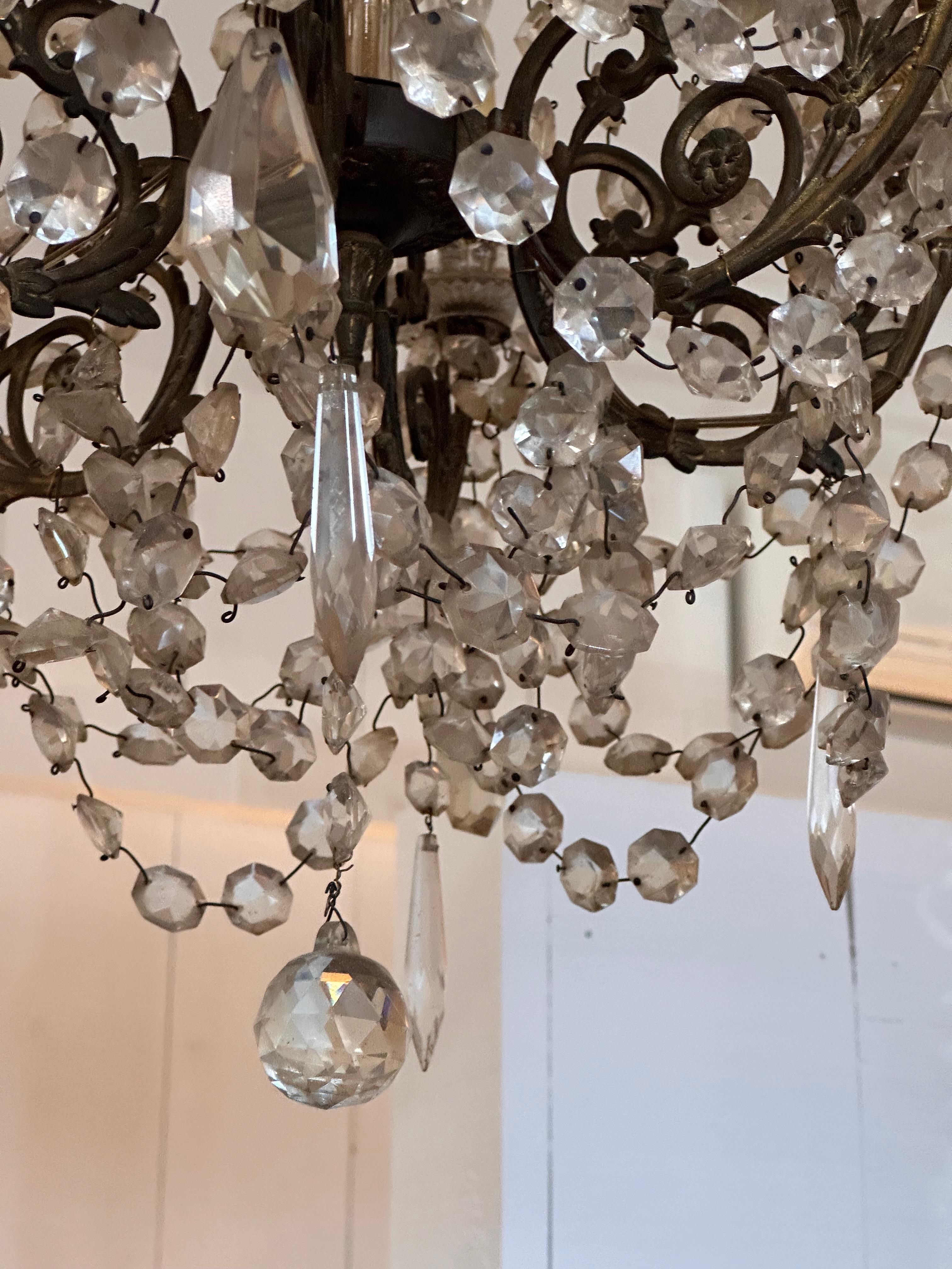 French Vintage 1920s Crystal Chandelier