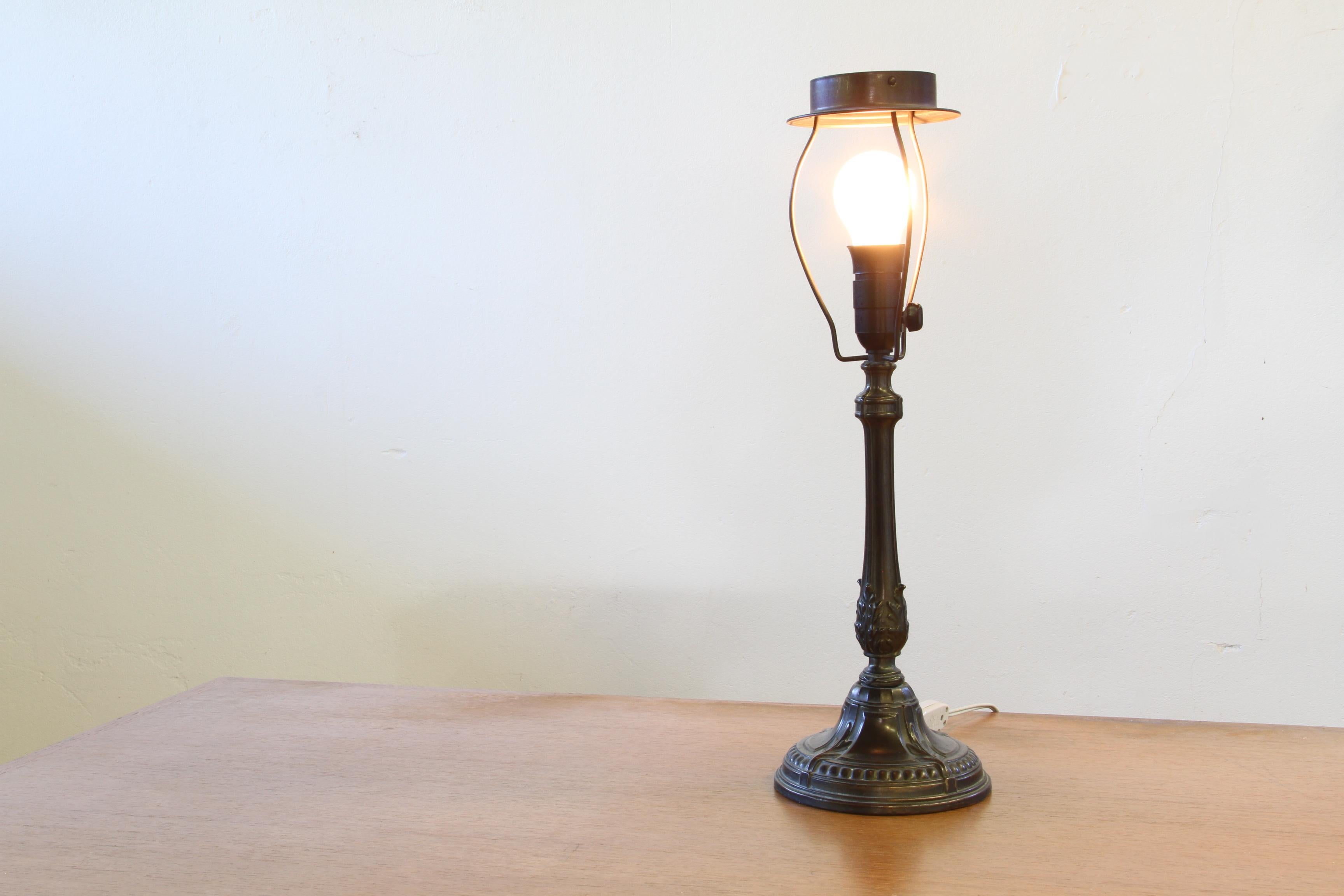 Art Nouveau Vintage 1920s Danish Table Lamp in the Style of Just Andersen Diskometal design For Sale