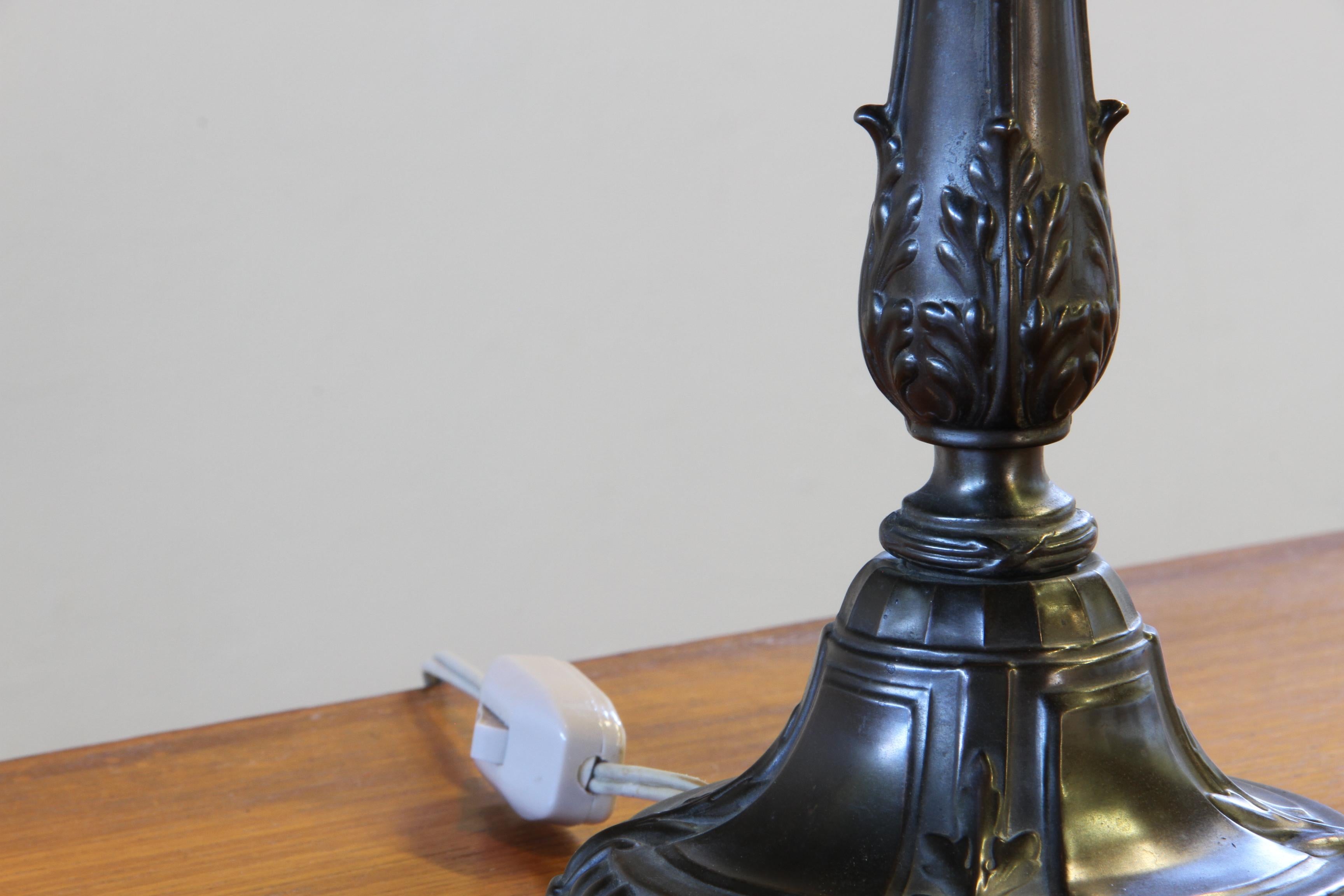 Iron Vintage 1920s Danish Table Lamp in the Style of Just Andersen Diskometal design For Sale