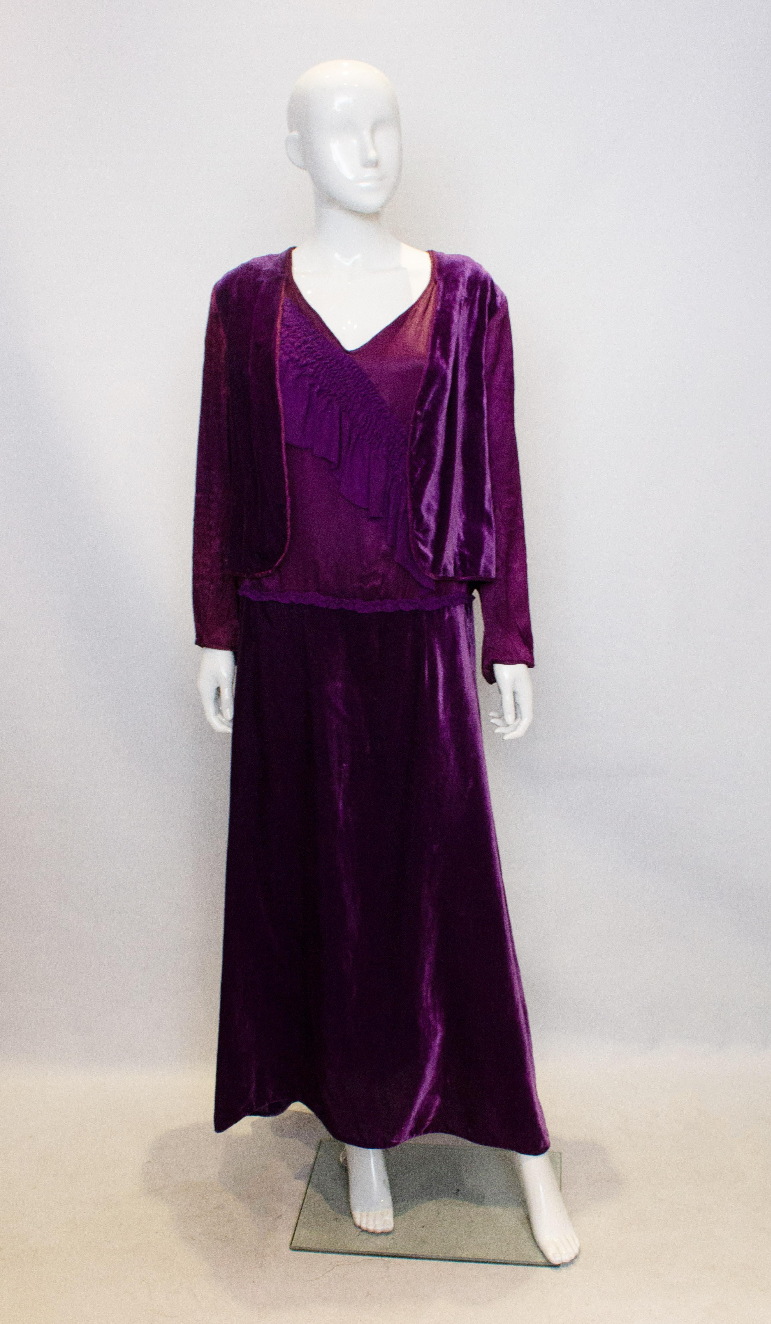 Vintage-Kleid aus den 1920er Jahren mit Bolero-imitat im Zustand „Gut“ im Angebot in London, GB