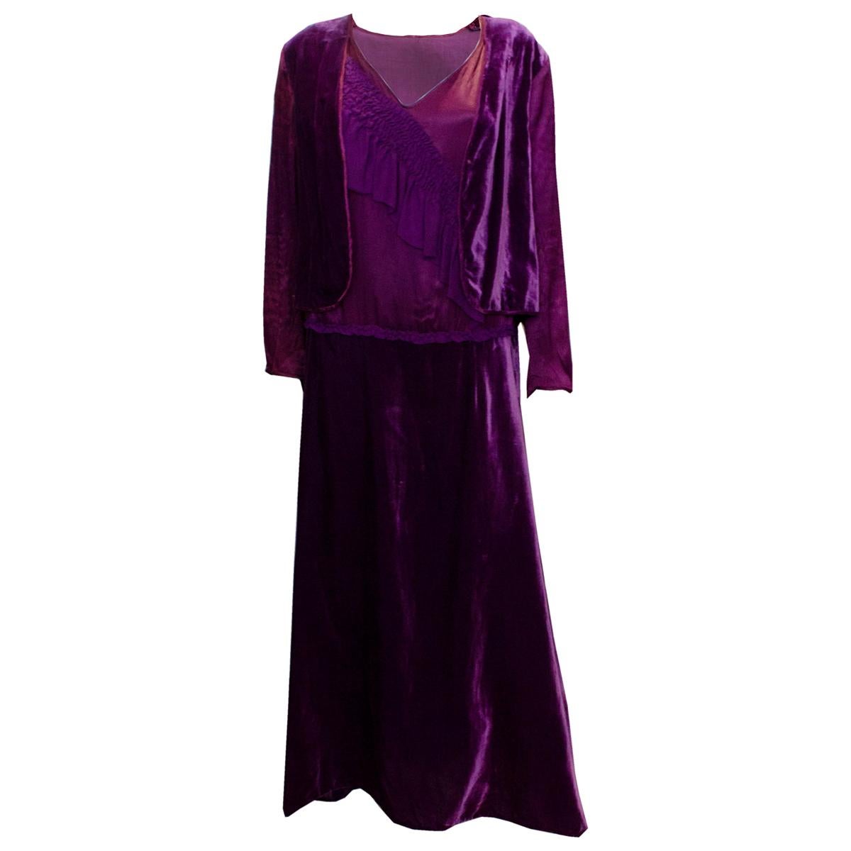 Vintage 1920s Dress with Faux Bolero For Sale