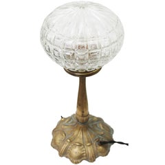 Vintage 1920s French Brass & Glass Table Desk Light