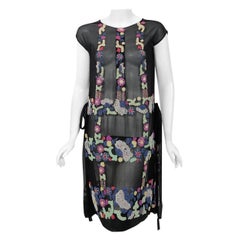 Vintage 1920's French Couture Beaded Deco Floral Silk Drop-Waist Flapper Dress