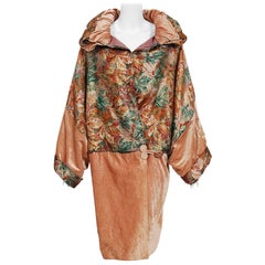 Vintage 1920's French Metallic Deco Lamé & Pink Velvet Dolman-Sleeve Cocoon Coat