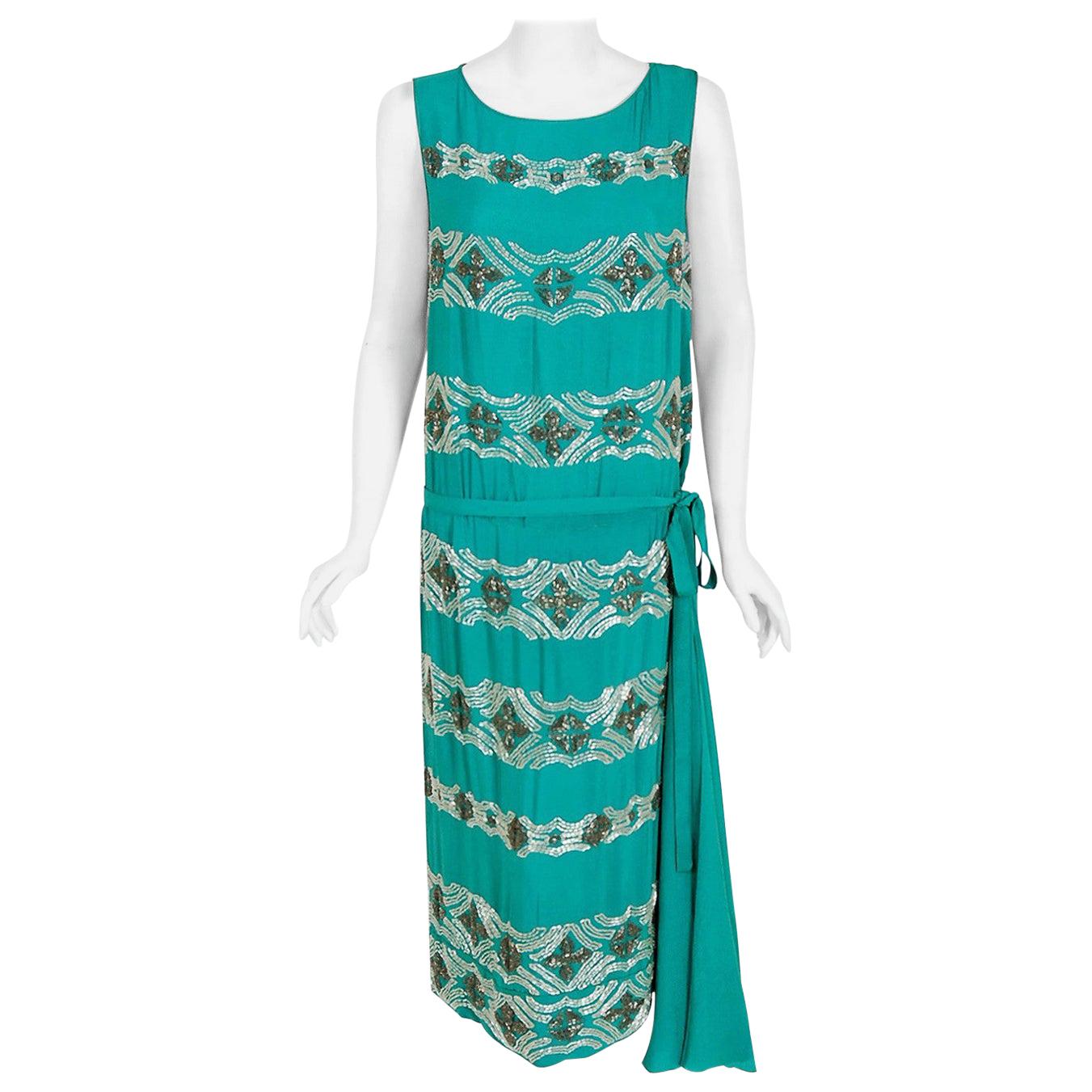 turquoise flapper dress