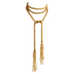 Vintage anni '20 Collana lariat in oro con perline e strass, originale gioiello flapper
