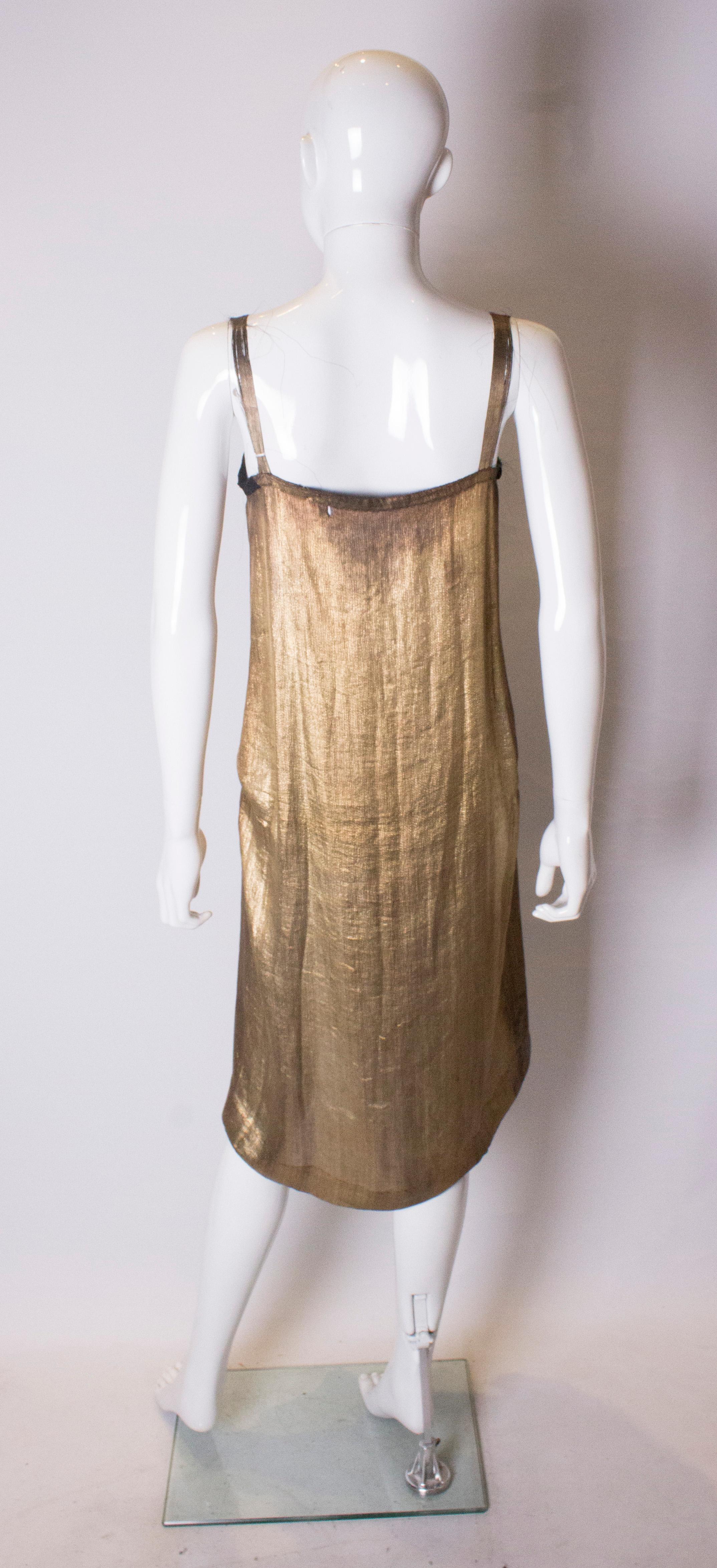 Vintage 1920s Gold Lame Shift Dress In Good Condition In London, GB