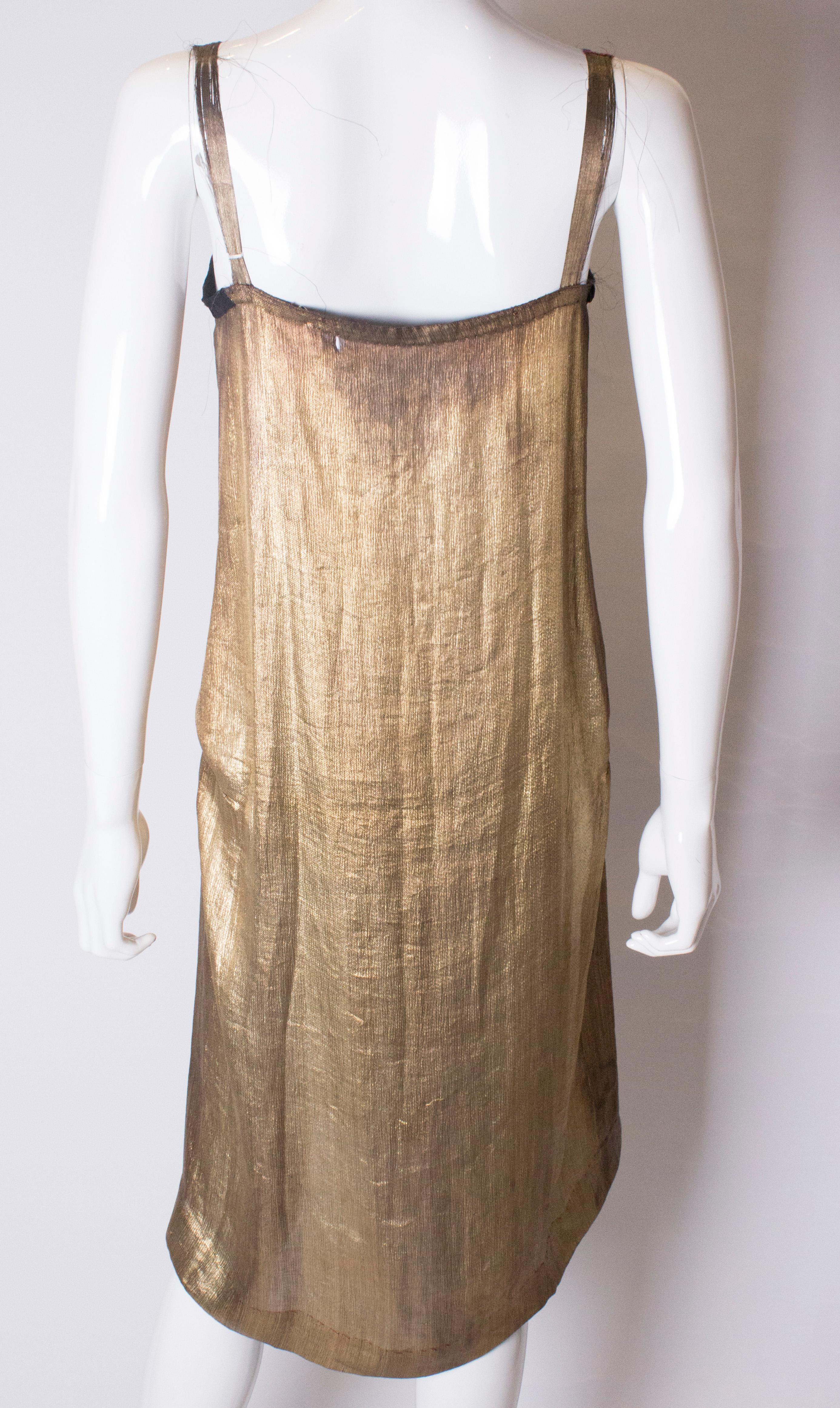 Women's Vintage 1920s Gold Lame Shift Dress