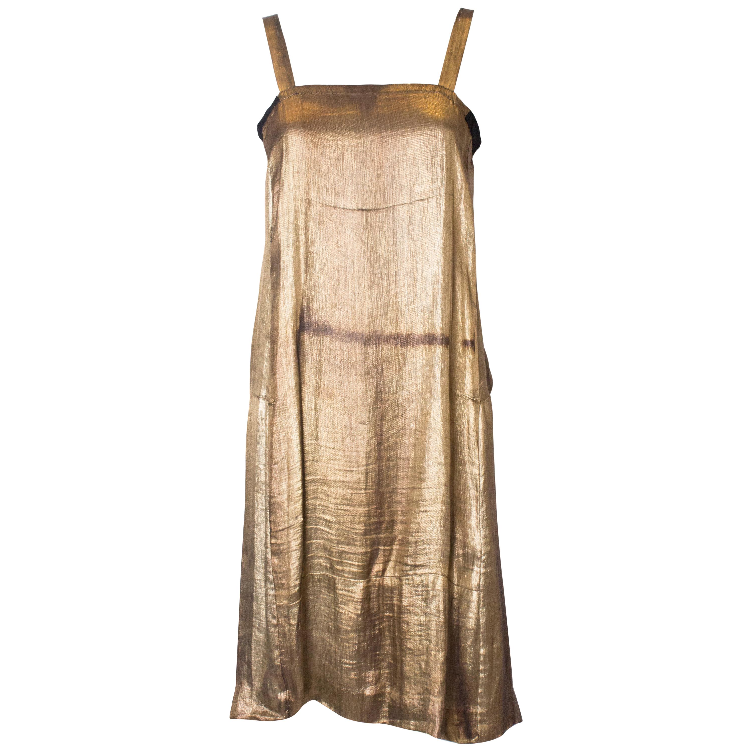 Vintage 1920s Gold Lame Shift Dress