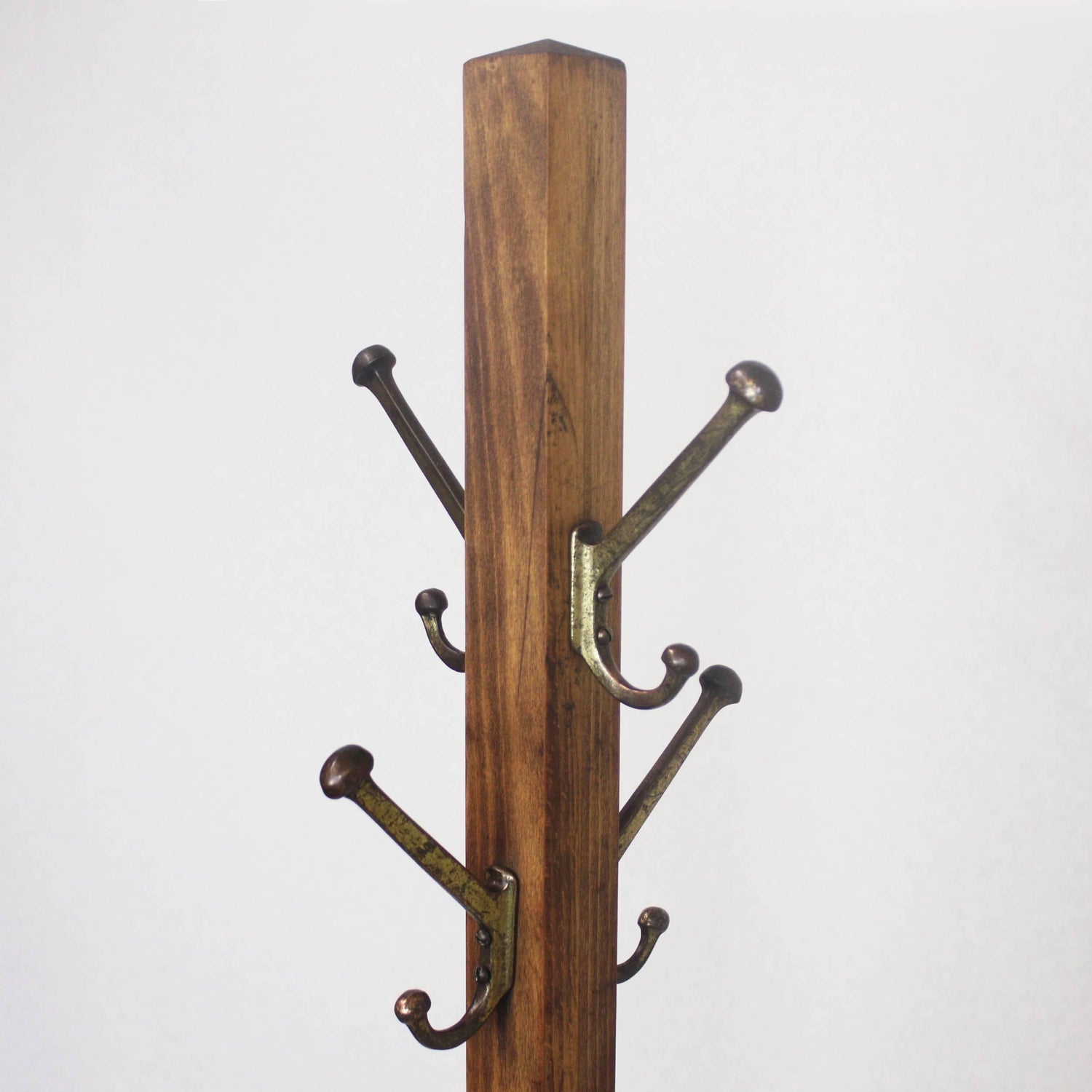Vintage 1920s Industrial Craftsman Hall Tree Coat Rack With Iron Base At 1stdibs