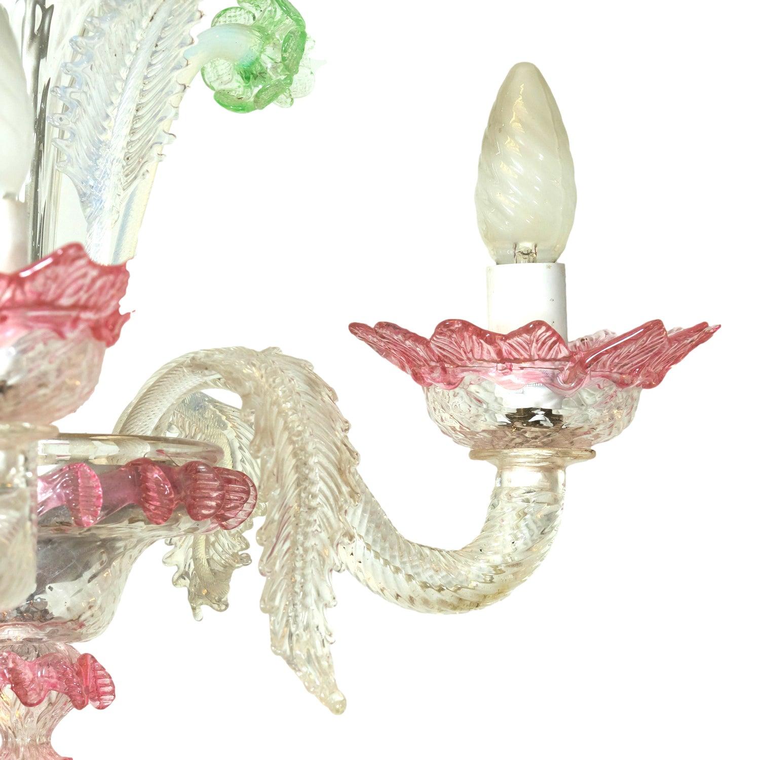 Lustre multicolore italien à quatre lumières de Murano des années 1920 en vente 5