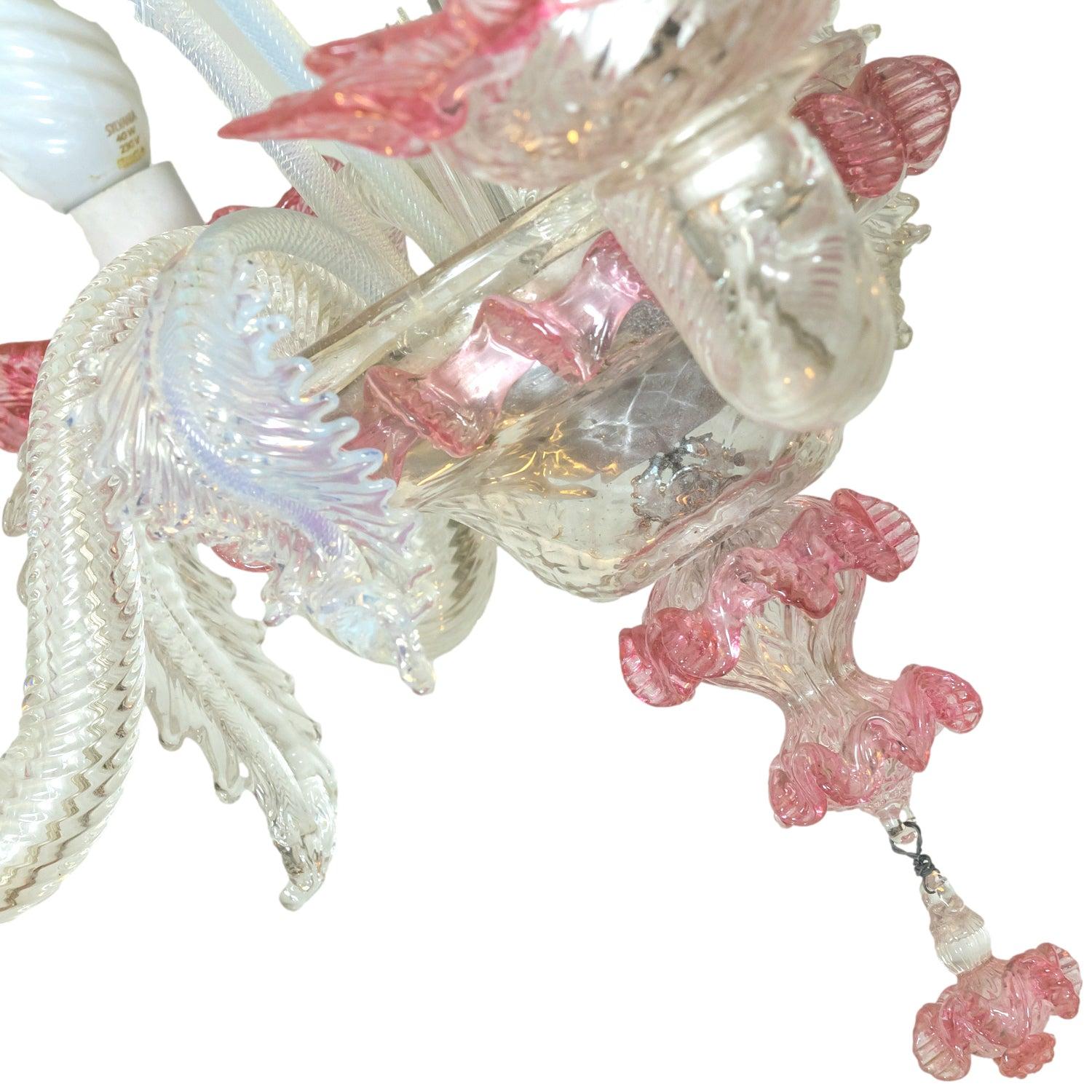 Lustre multicolore italien à quatre lumières de Murano des années 1920 en vente 6