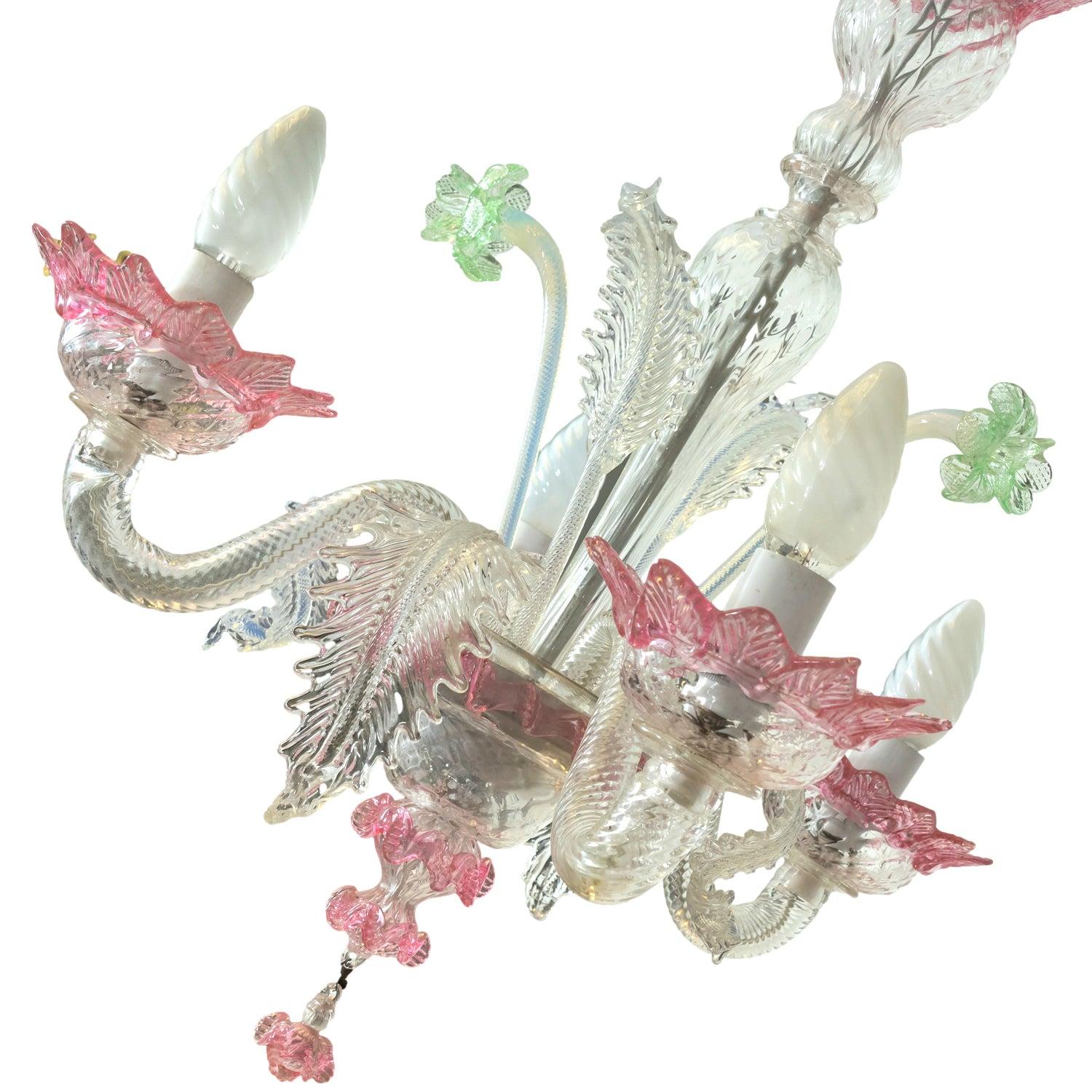 Lustre multicolore italien à quatre lumières de Murano des années 1920 en vente 8