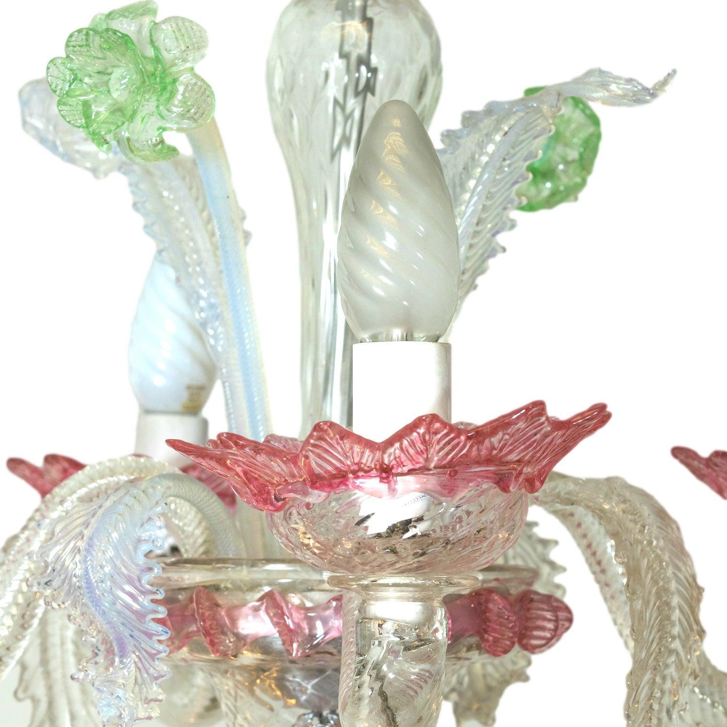 Lustre multicolore italien à quatre lumières de Murano des années 1920 en vente 2