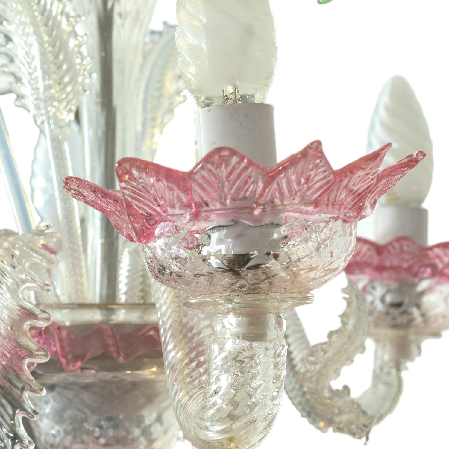 Lustre multicolore italien à quatre lumières de Murano des années 1920 en vente 3