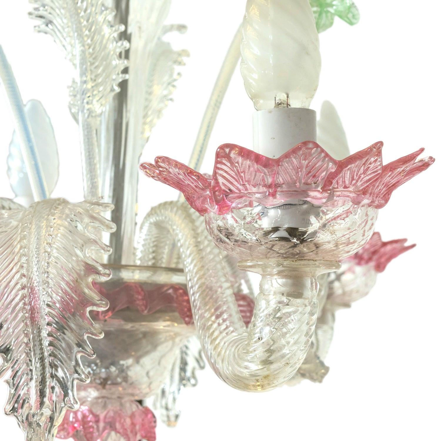Lustre multicolore italien à quatre lumières de Murano des années 1920 en vente 4