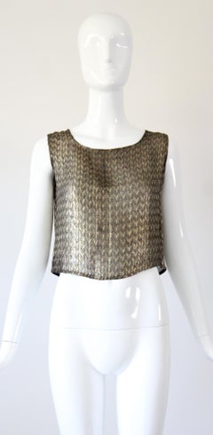 Blusa de lamé de los años 20 vintage blusa de matelassé de lamé dorado de dos tonos US 6 UK 10