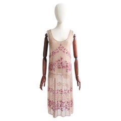 Vintage 1920's Lilac Beaded Flapper Dress Roaring twenties flapper dress UK 8