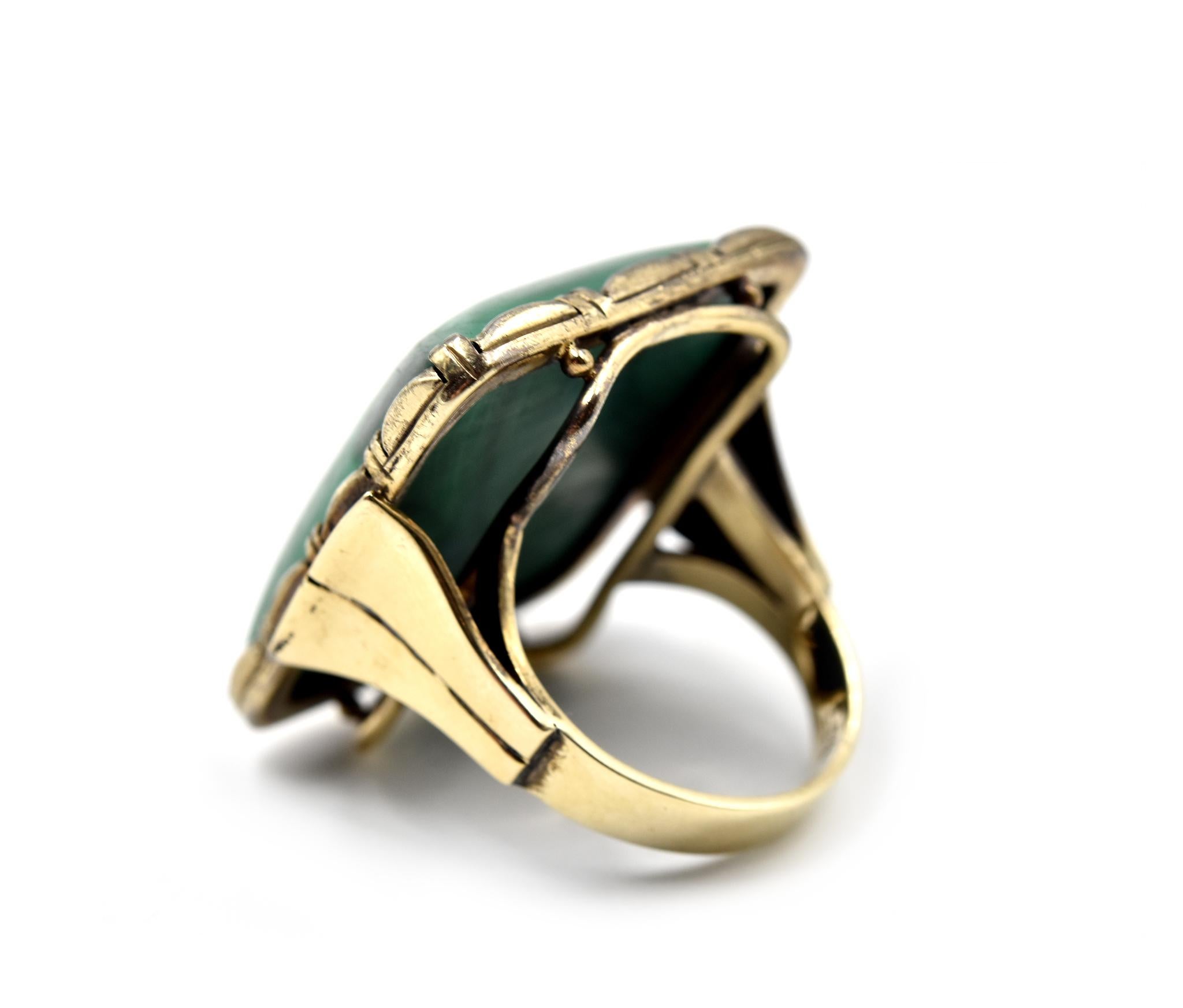 Bague vintage des années 1920 en or jaune 9 carats et malachite Unisexe en vente