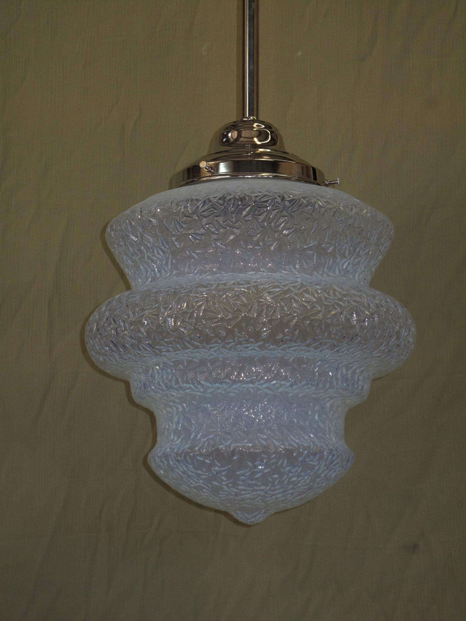 20th Century Vintage 1920s Mammoth Ice Blue Deco Fixture For Sale