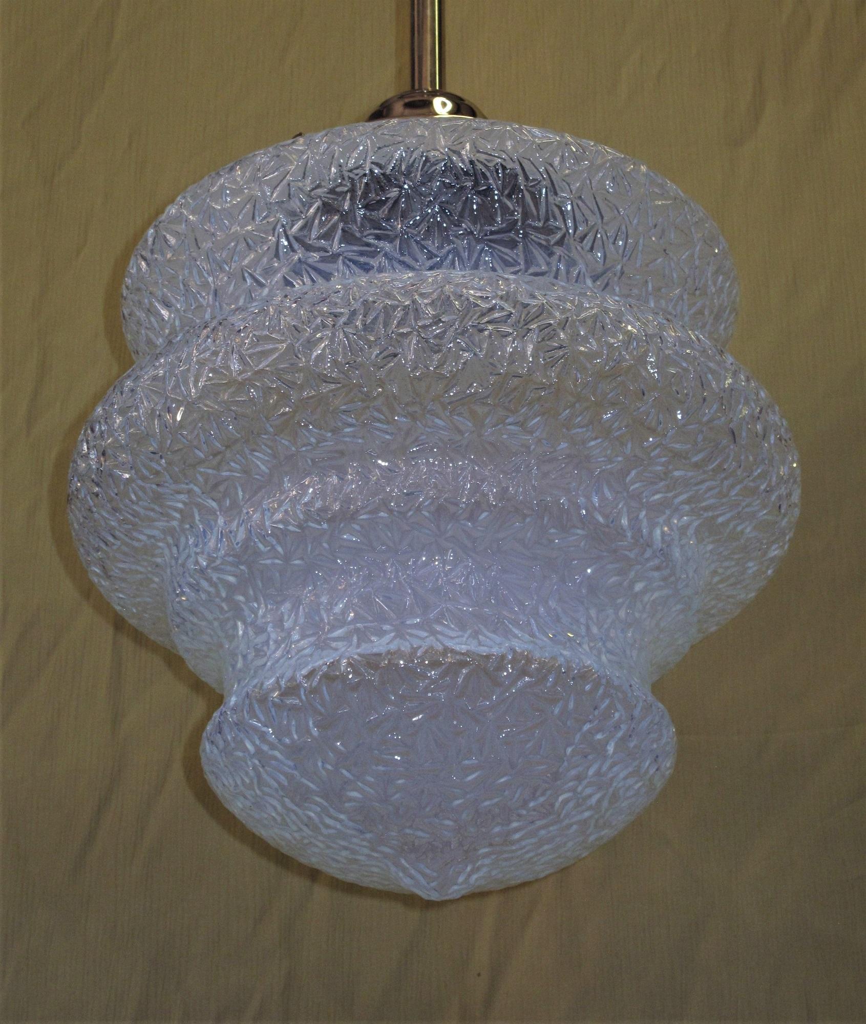 Vintage 1920s Mammoth Ice Blue Deco Fixture For Sale 2