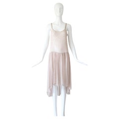 Vintage 1920's Pale Pink and Silver Rhinestone Dress Flapper Fashion UK 10 US 6