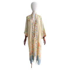 Vintage 1920's Pongee Silk Floral Robe UK 8-14 US 4-10