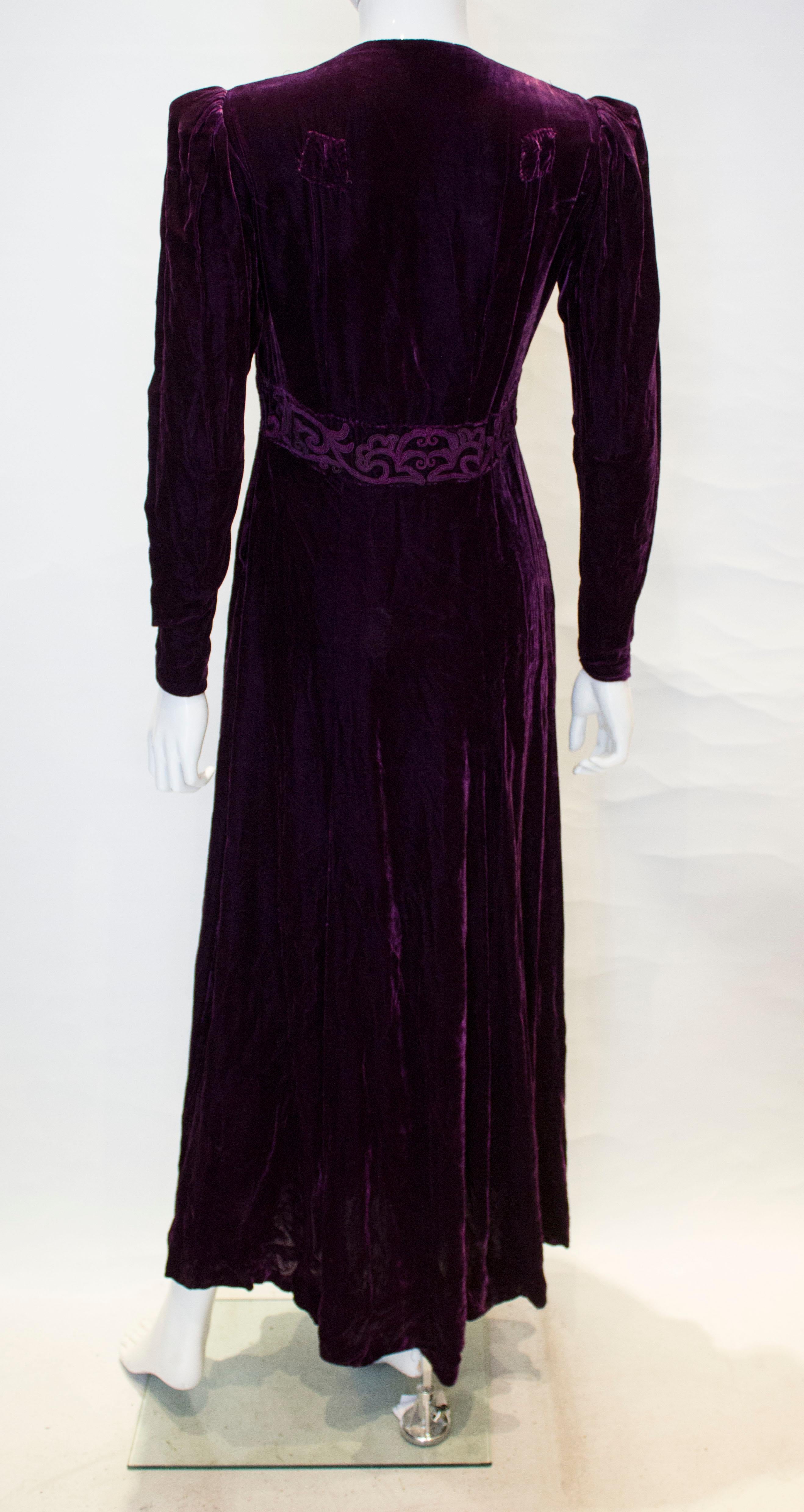 Vintage 1920s Purple Velvet Gown 1
