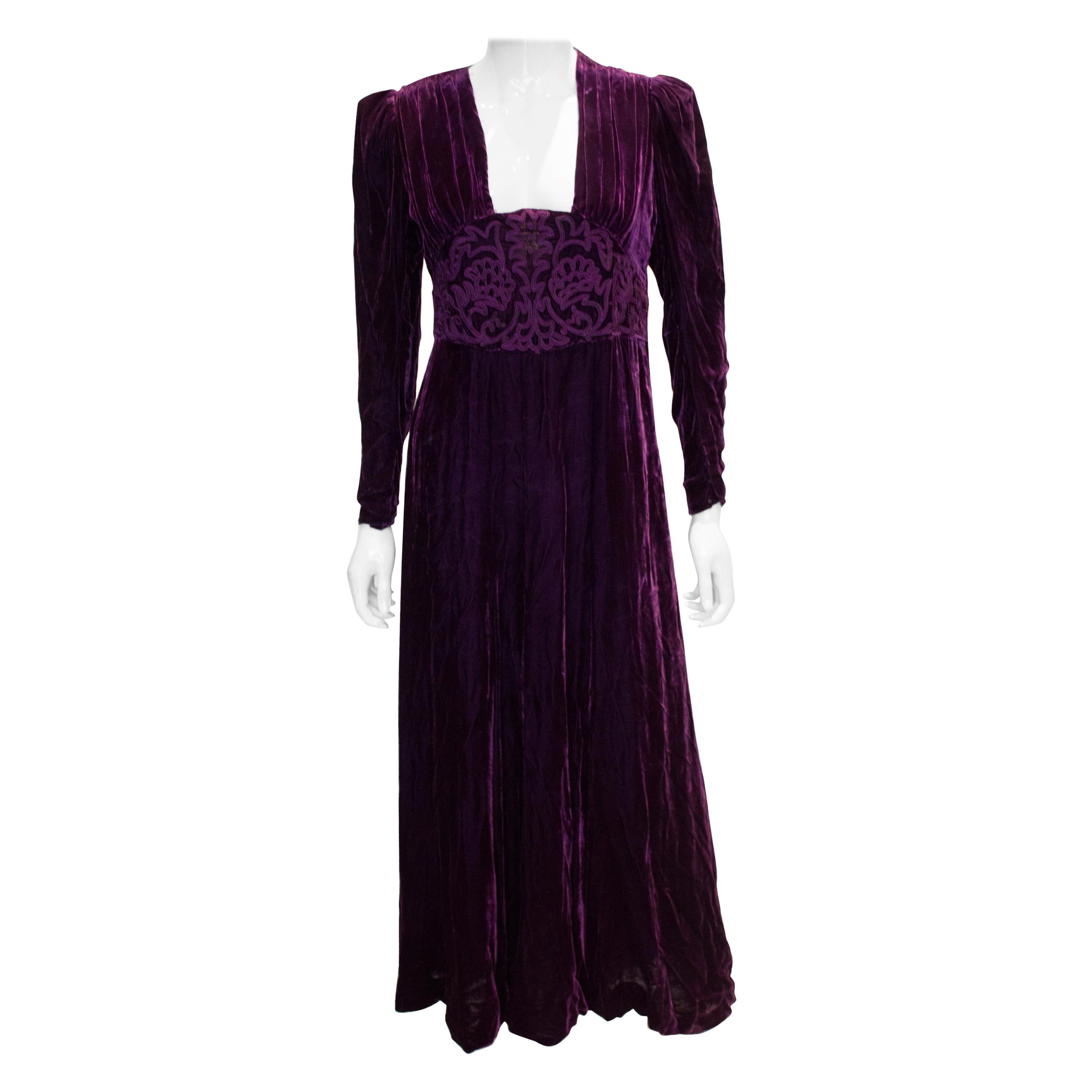 Vintage 1920s Purple Velvet Gown