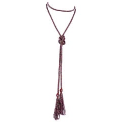 Vintage 1920s Sautoir Beaded Tassel Flapper Necklace W Lampwork Beads & Fringe