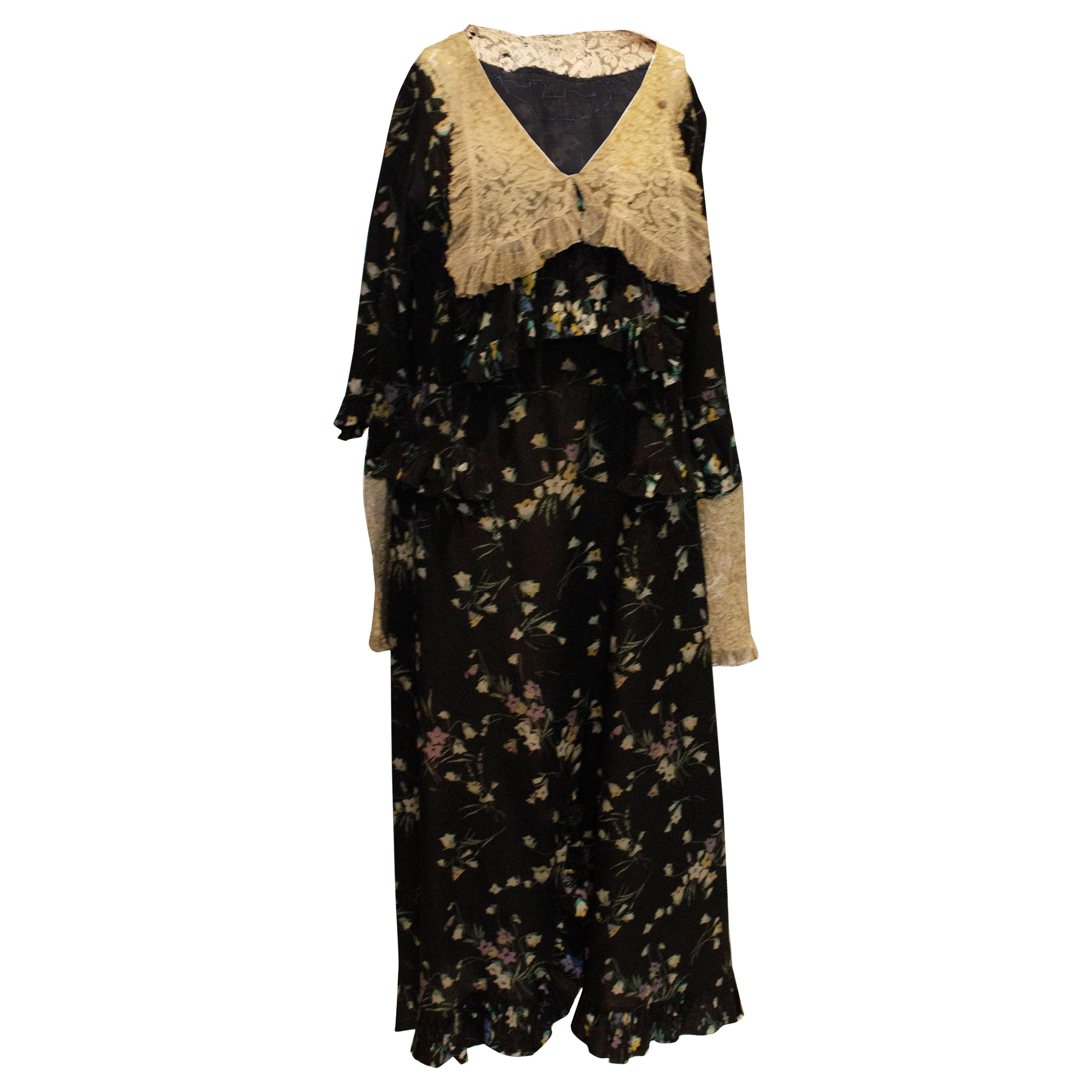 Vintage 1920s Silk and Lace Dress