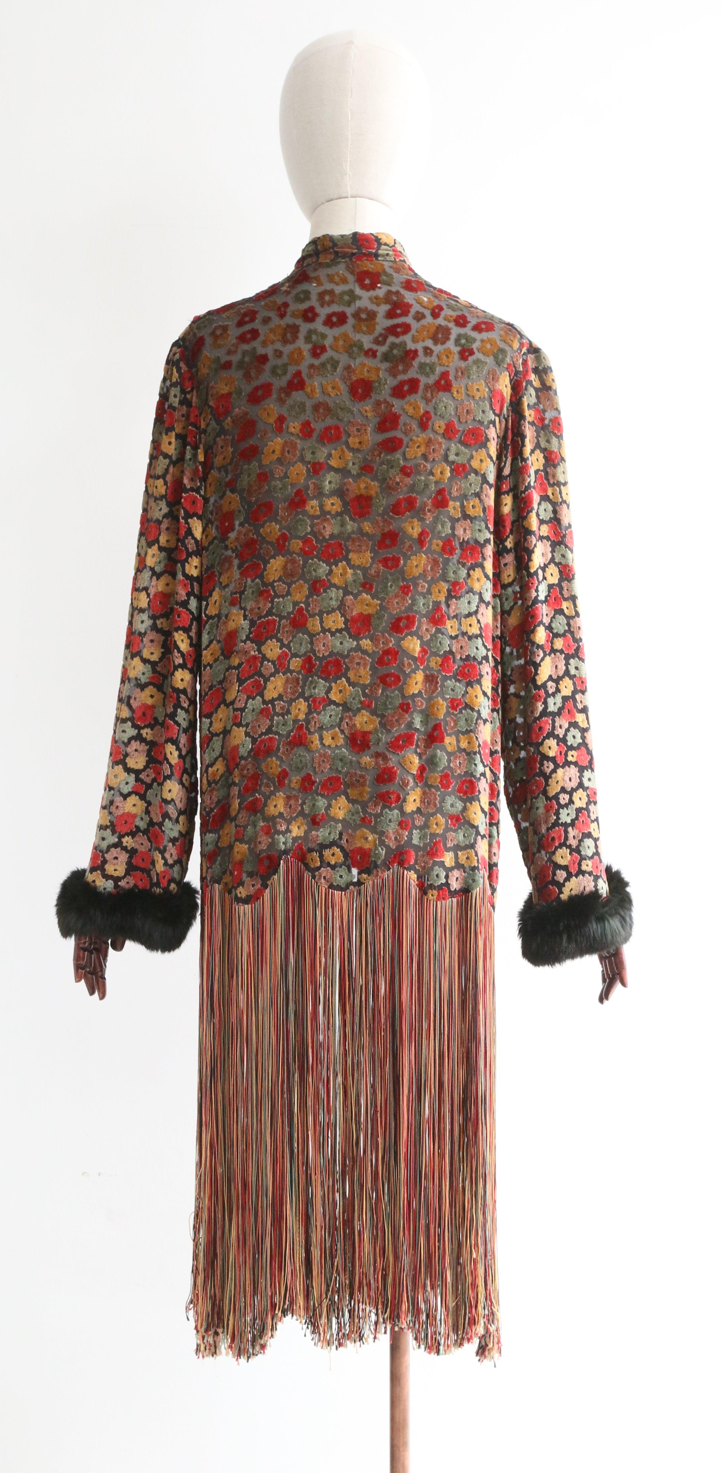Vintage 1920's Silk Devoré Fringed Jacket UK 10-12 US 6-8 2