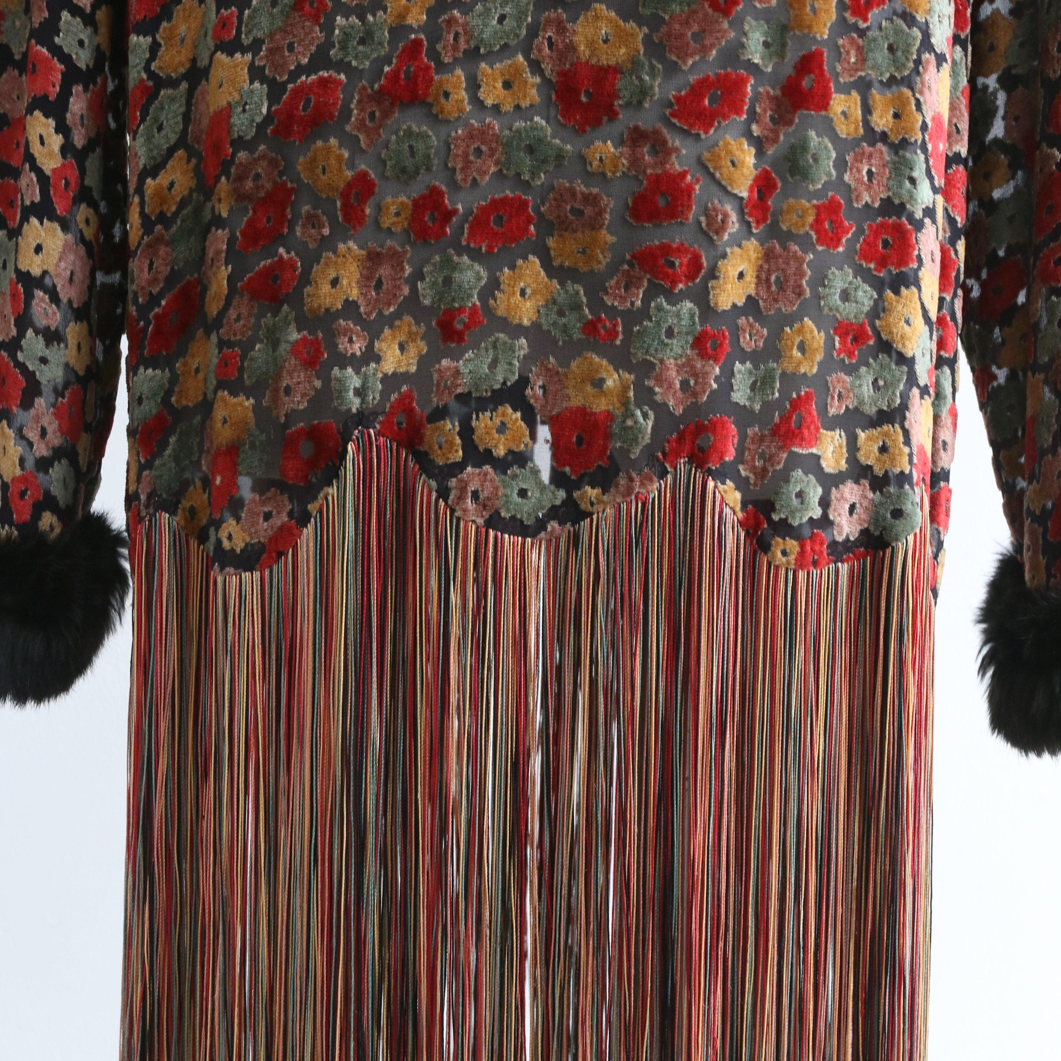 Vintage 1920's Silk Devoré Fringed Jacket UK 10-12 US 6-8 3