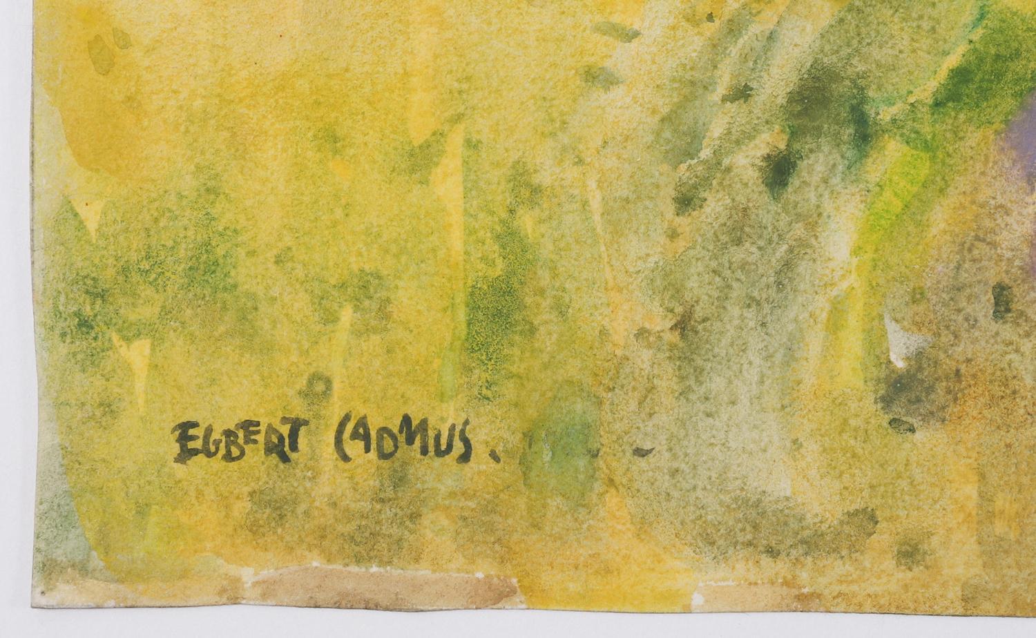 Aquarelle vintage sur papier d'Egbert Cadmus (Américain, 1868-1939) représentant un paysage du New Jersey avec une clôture à claire-voie. Aquarelliste accompli, surtout connu comme le père de l'artiste Paul Cadmus. Il est devenu membre des artistes