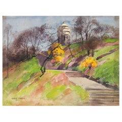 Vintage 1922 Soldiers Sailors Monument Watercolor Painting by Egbert Cadmus