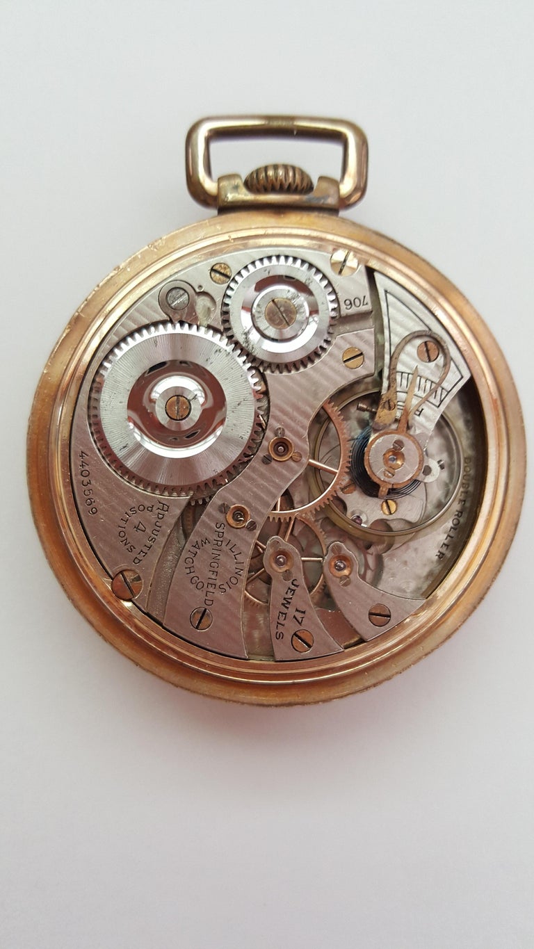 Vintage 1923 Illinois Pocket Watch, Railroad, GoldPlated, Working, 17