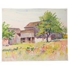 Vintage 1924 New England Barn Egbert Cadmus Watercolor Painting