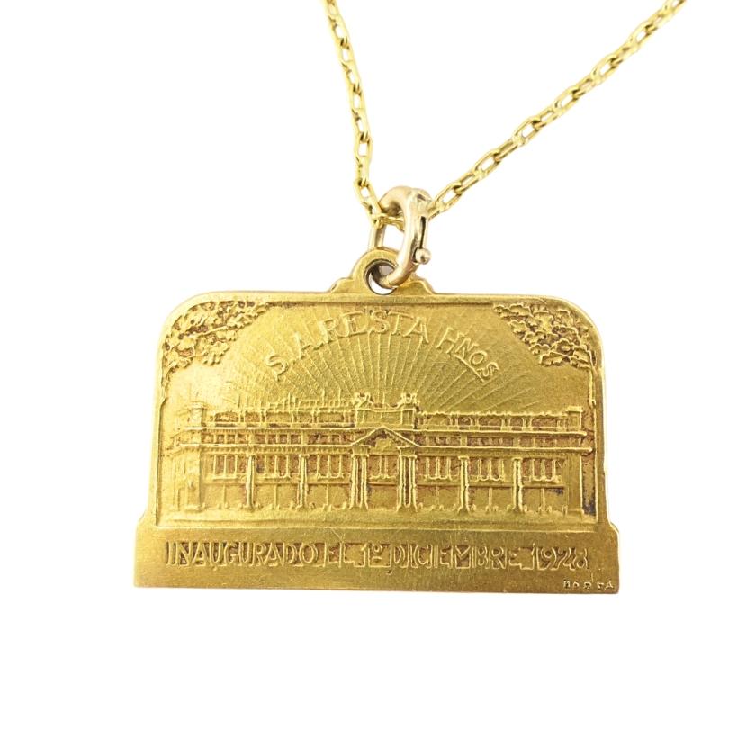 Vintage 1928 18k Gold Argentinien Automobil Anhänger 14k Kette Halskette für Damen oder Herren im Angebot