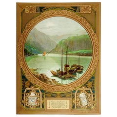 Vintage 1928 Chienmen Cigarette River Boat Chinese Poster