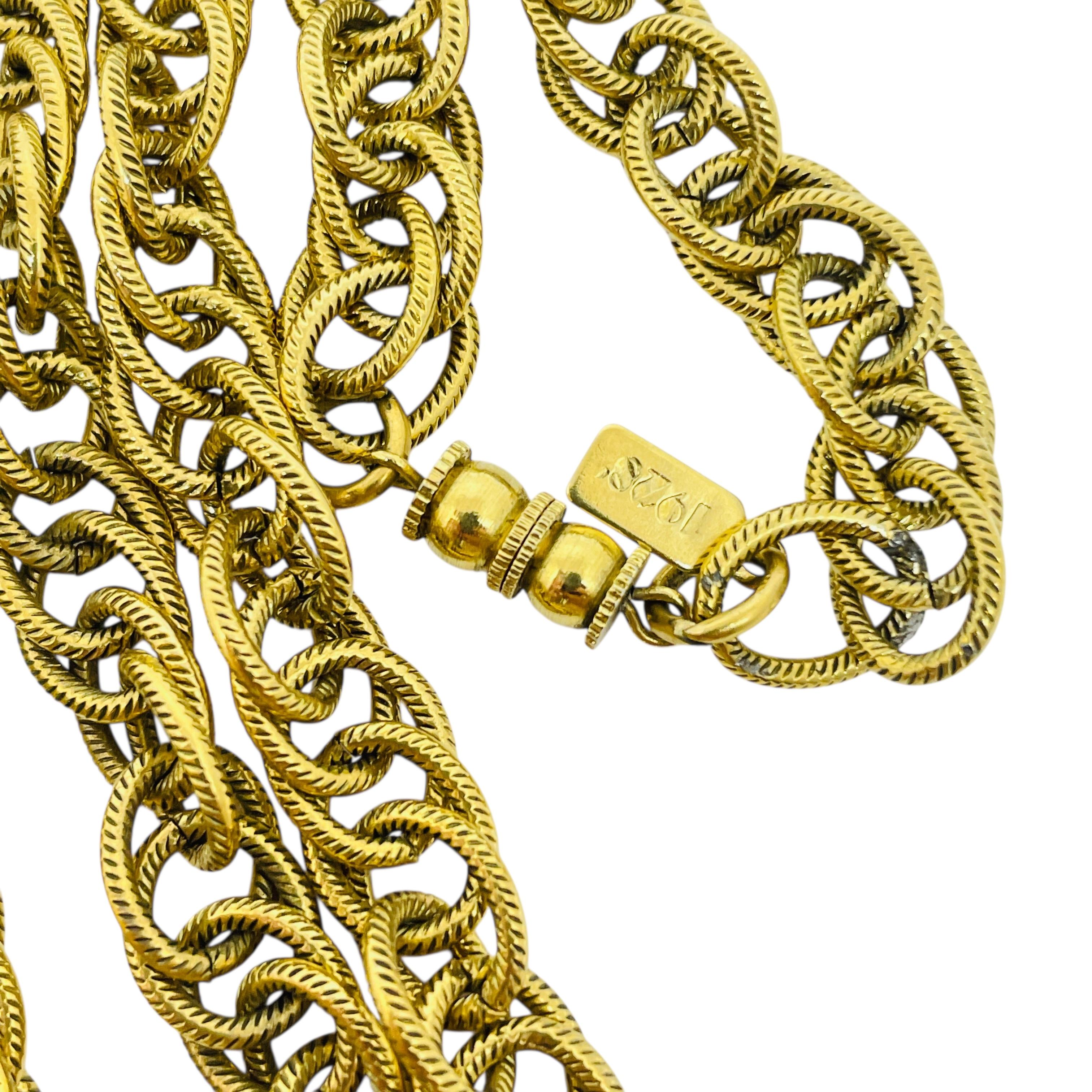 Vintage 1928 signiert Gold Ton Strass Designer Kette Medaillon Anhänger Halskette im Angebot 1