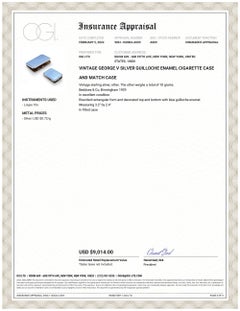 Vintage 1929 George V Silver Guilloche Enamel Cigarette and Match Cases 3.2 Inch