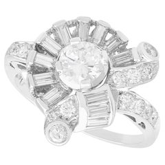 Vintage 1.92ct Diamond and Platinum Cluster Engagement Ring