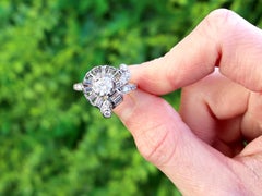 Vintage 1.92ct Diamond and Platinum Cluster Engagement Ring