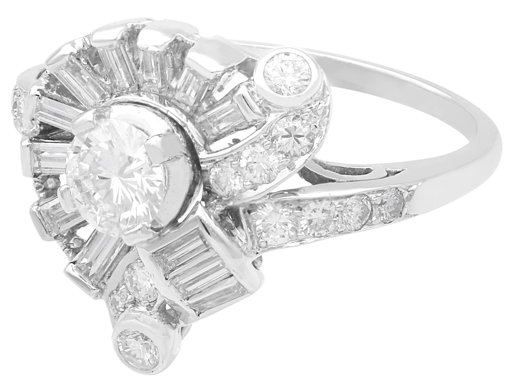 Round Cut Vintage 1.92ct Diamond and Platinum Dress Ring For Sale