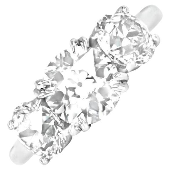 Vintage 1.92 Carat Old Euro-Cut Diamond Engagement Ring, VS1 Clarity, Platinum
