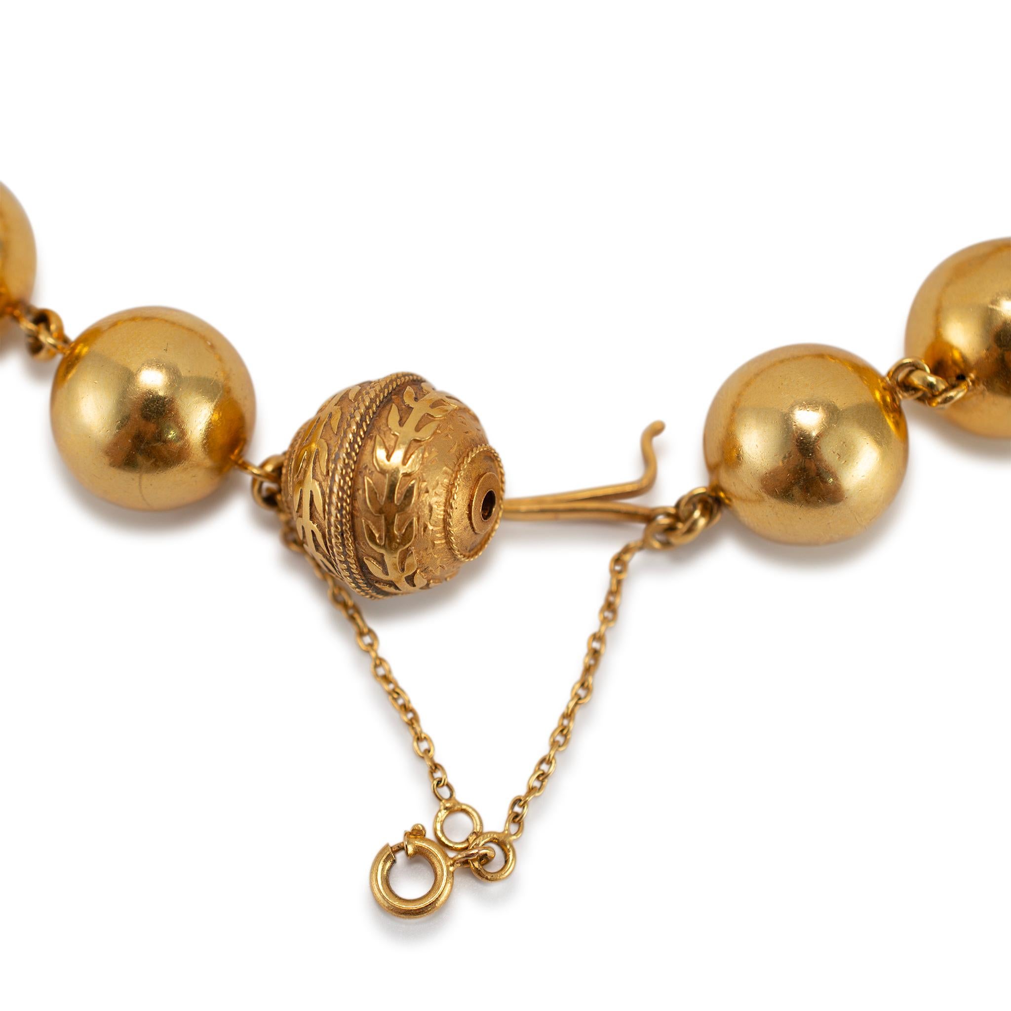 Vintage 19.2 Karat Gold Vintage Portugiesische Perlen Statement-Halskette im Angebot 3